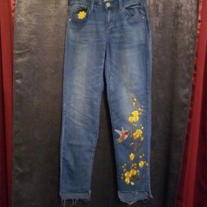 Rewind Embroidered cropped jeans from Macy's